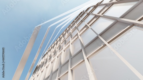 Architecture background facade of modern skyscrapers made of glass and metal 3d render