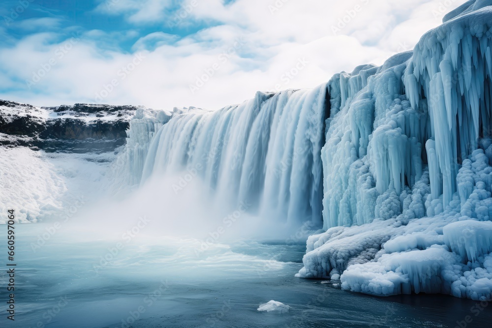 A Cascade Of Ice Descending From Glaciers, A Masterpiece Of Nature A Cascade Of Ice Descending From Glaciers, A Masterpiece Of Nature