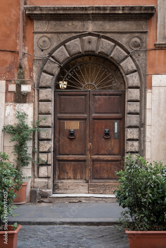 Ancient building with a wooden door