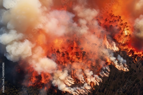 Aerial Photography Captures Massive Forest Fire  Illustrating The Destructive Power Of Nature