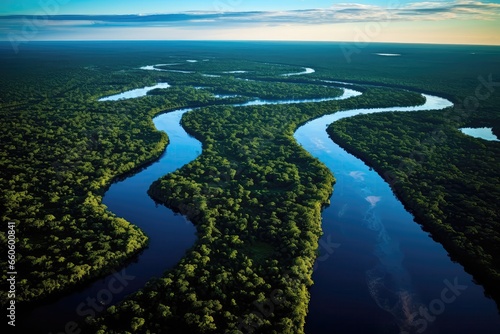 Aerial View Of Jungle River