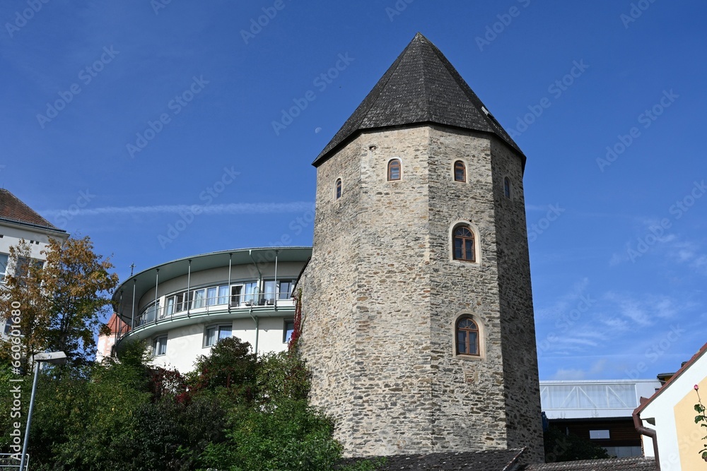 Stadtbefestigung der Stadt Zwettl, Österreich, Schulturm, 05.10.2023