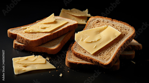 Grilled cheese sandwich on black background