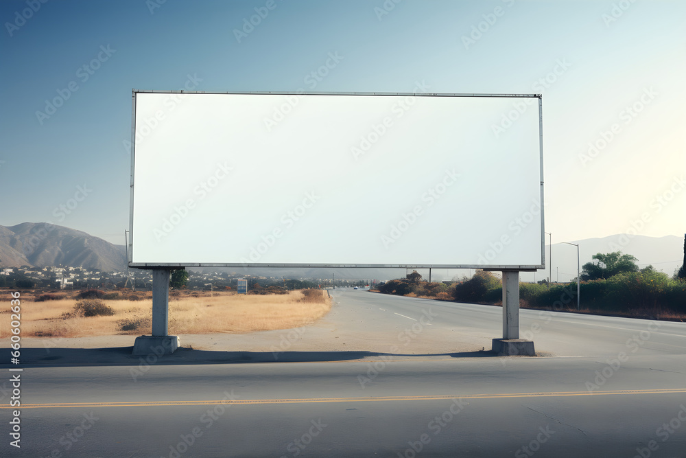 big blank billboard for new advertisement at street city, outdoor advertising poster, empty advertise poster at expressway in city, copy Space, advertisement concept, Generative AI