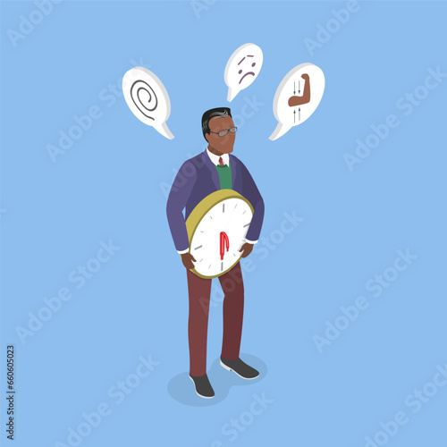 3D Isometric Flat Vector Conceptual Illustration of Male Menopause, Andropause,, Testosterone Deficiency