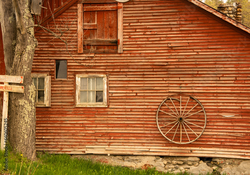 Weathered Red Barn Facade 