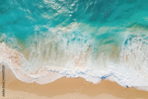 Waves Crashing On Tropical Beach, Captured From Drones View