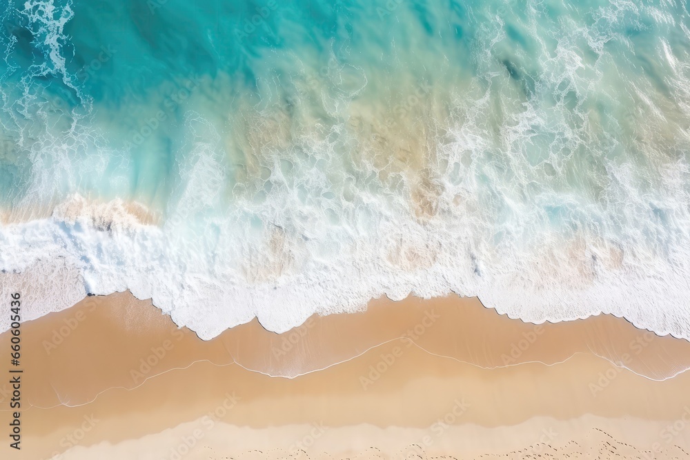 Topdown View Of Sand And Sea Waves, Creating Serene Background Topdown View Of Sand And Sea Waves, Creating Serene Background