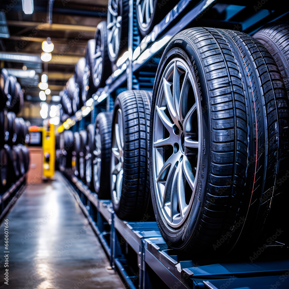 New black winter tire with a close-up pattern for safe transportation and automotive repair New black winter tire with a close-up pattern for safe transportation and automotive repair
