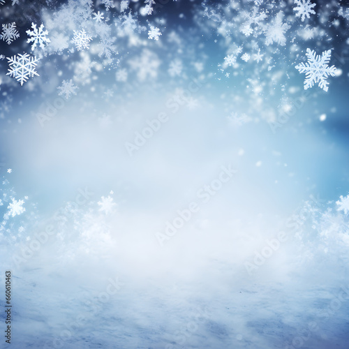 Blue Christmas background with snowflakes