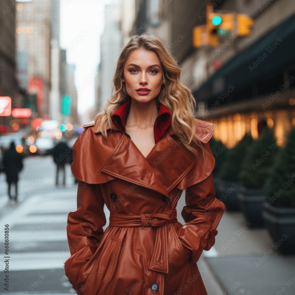 photo of a beautiful supermodel, stylish winter clothes in a big city against the backdrop of skyscrapers. Fashion and style concept. photo of a beautiful supermodel, stylish winter clothes in a big city against the backdrop of skyscrapers. Fashion and style concept.