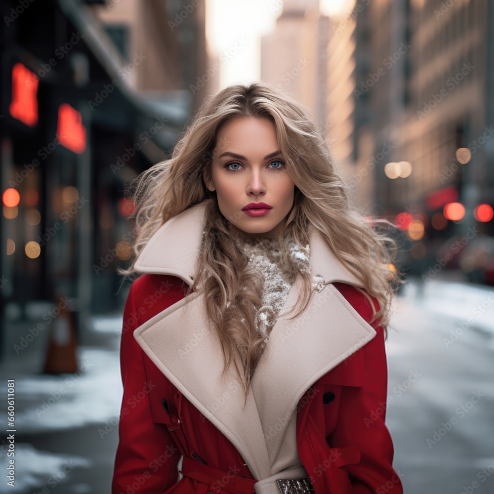 photo of a beautiful supermodel, in stylish winter clothes against the backdrop of skyscrapers. Fashion and style concept. photo of a beautiful supermodel, in stylish winter clothes against the backdrop of skyscrapers. Fashion and style concept.