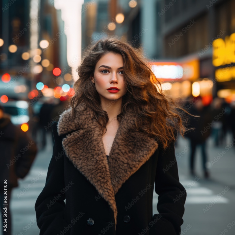 photo of a beautiful supermodel, in stylish winter clothes against the backdrop of skyscrapers. Fashion and style concept. photo of a beautiful supermodel, in stylish winter clothes against the backdrop of skyscrapers. Fashion and style concept.