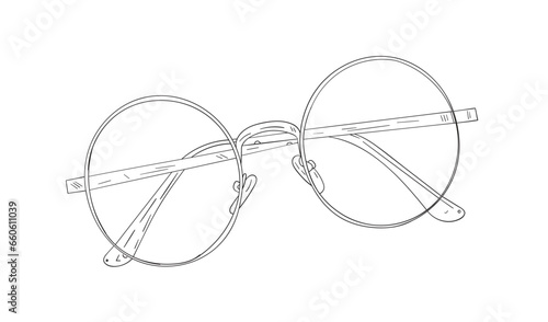 hand drawn glasses on white background. outline glasses