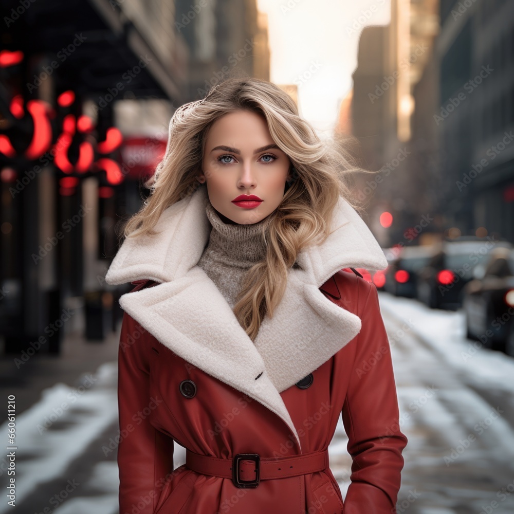 photo of a beautiful supermodel, in stylish winter clothes against the backdrop of skyscrapers. Fashion and style concept. photo of a beautiful supermodel, in stylish winter clothes against the backdrop of skyscrapers. Fashion and style concept.