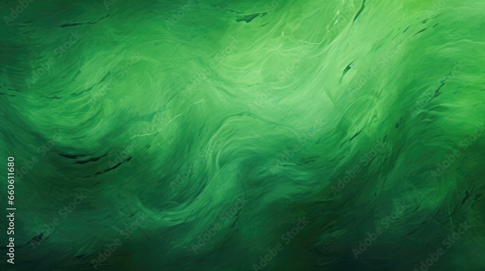 Abstract green grunge background with textured oil or acrylic brush strokes