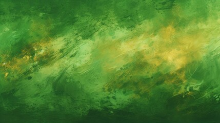 Abstract green grunge background with textured oil or acrylic brush strokes