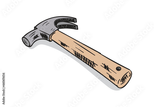 hand drawn hammer tool. vector hammer illustration