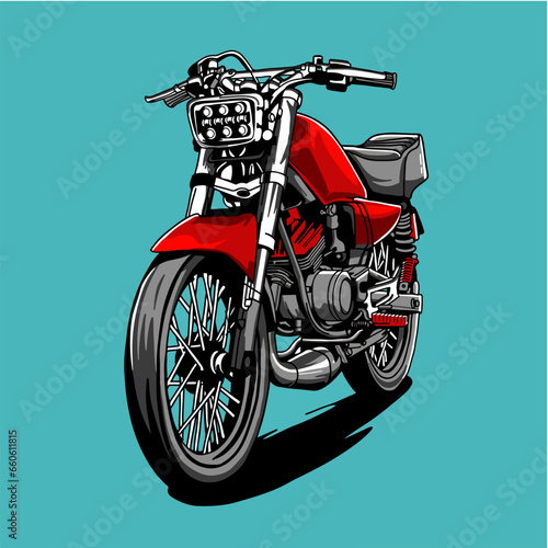 vector rx king illustration motorcycle with red color