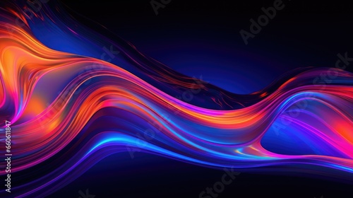 Abstract neon colorful background with fluid wavy shapes