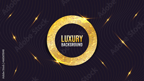 Luxurious Dark Blue Background with Golden Elements, Sparkles and Flames. It can be used as a poster, banner or landing page in your business' advertising.