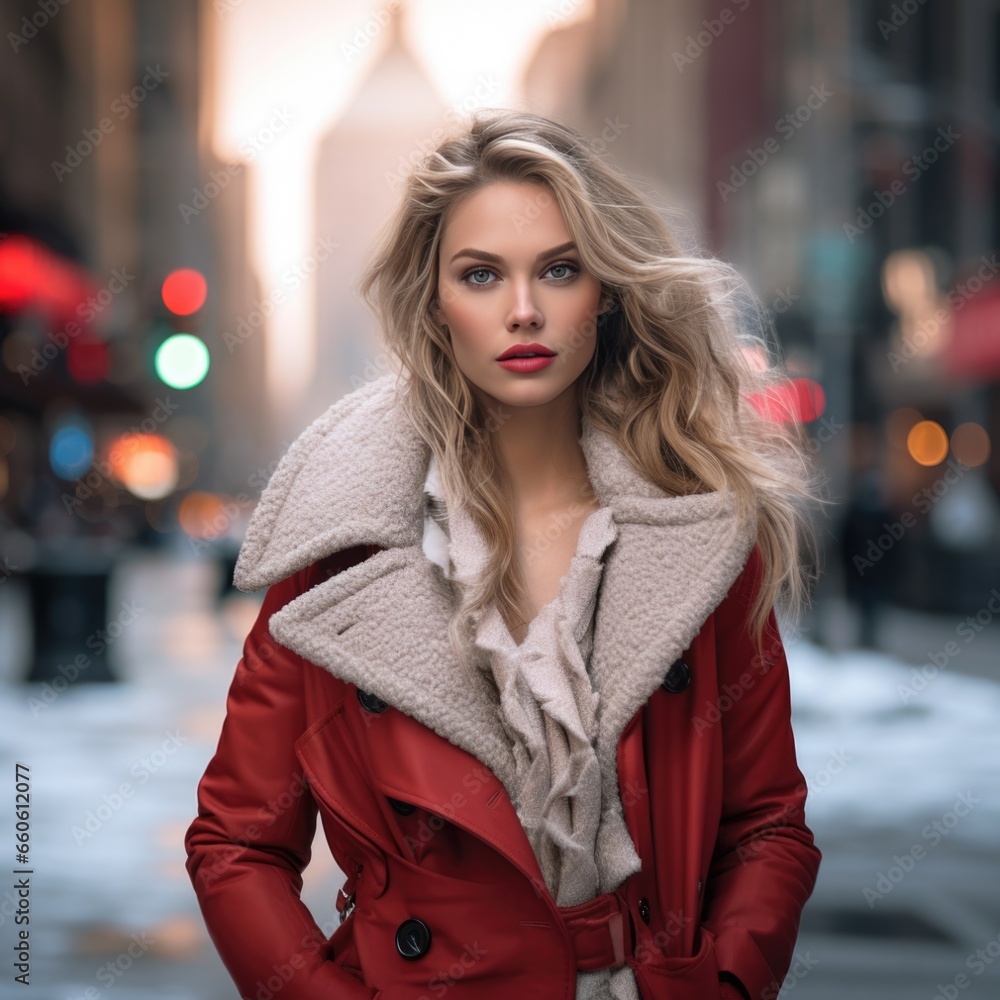 photo of a beautiful supermodel, in stylish winter clothes against the backdrop of skyscrapers. Fashion and style concept. photo of a beautiful supermodel, in stylish winter clothes against the backdrop of skyscrapers. Fashion and style concept.