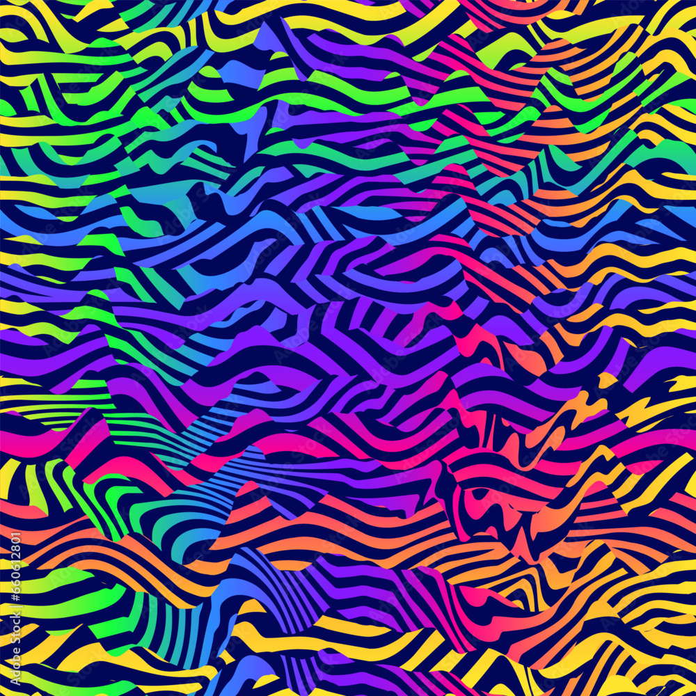 Psychedelic waves. Seamless pattern