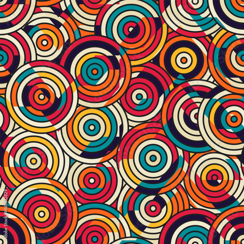 Red vintage circles. Seamless pattern