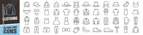 Clothing icon set. Clothes Line icon
