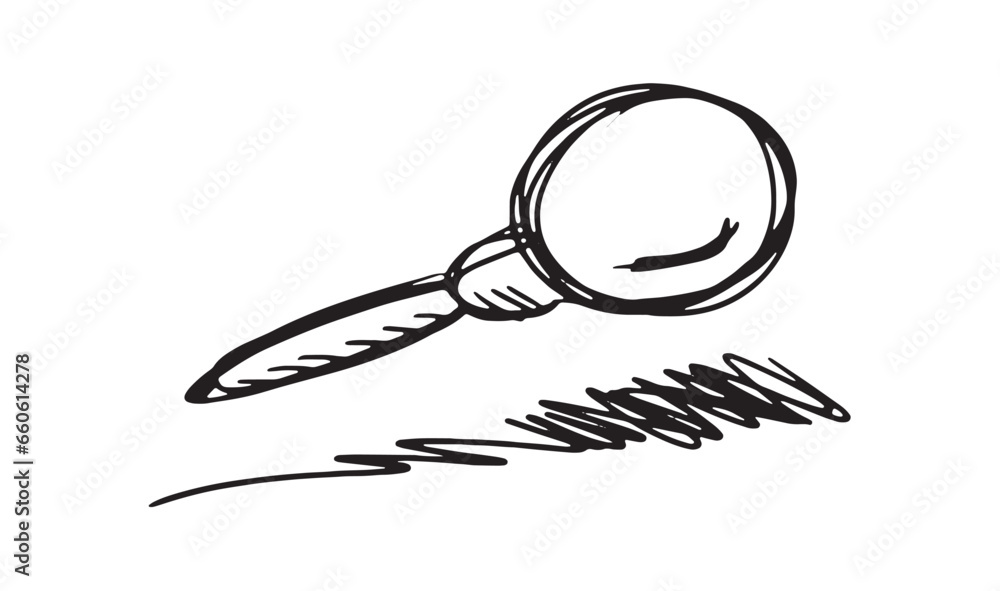 hand drawn magnifying glass on white background hand drawn magnifying glass on white background