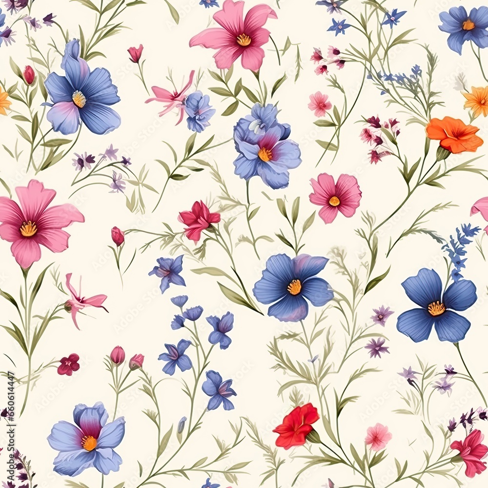 beautiful background of small wildflowers on a light background