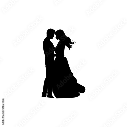 silhouette of bride and groom