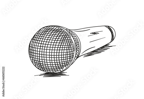 hand drawn microphone. vector scribble microphone