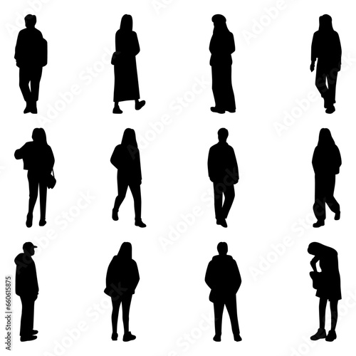Vector Collection Set of Casual People Silhouettes	
