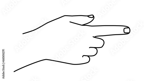 Hand drawn outline lineart hand doodle. Pushing a button gesture