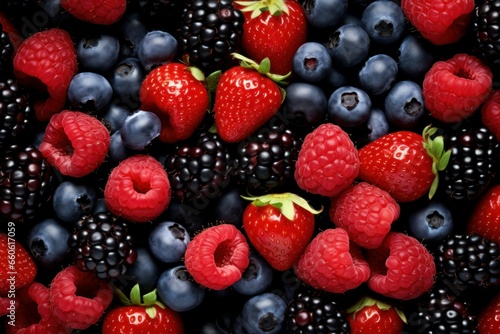 Sweet Berries red fruits mix. Food diet. Generate Ai