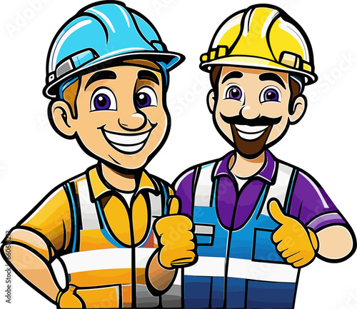 A Cartoon Image of Two Construction Workers Giving a Thumbs Up
