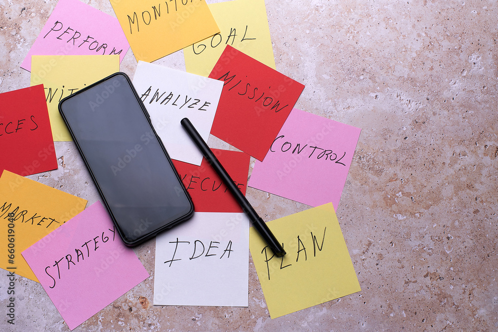 Sticky notes to share ideas. Brainstorming concept. Sticky note on the