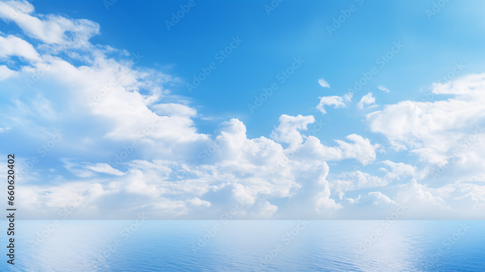 A seascape background with clouds in the blue sky above the sea. A seascape background with clouds in the blue sky above the sea.