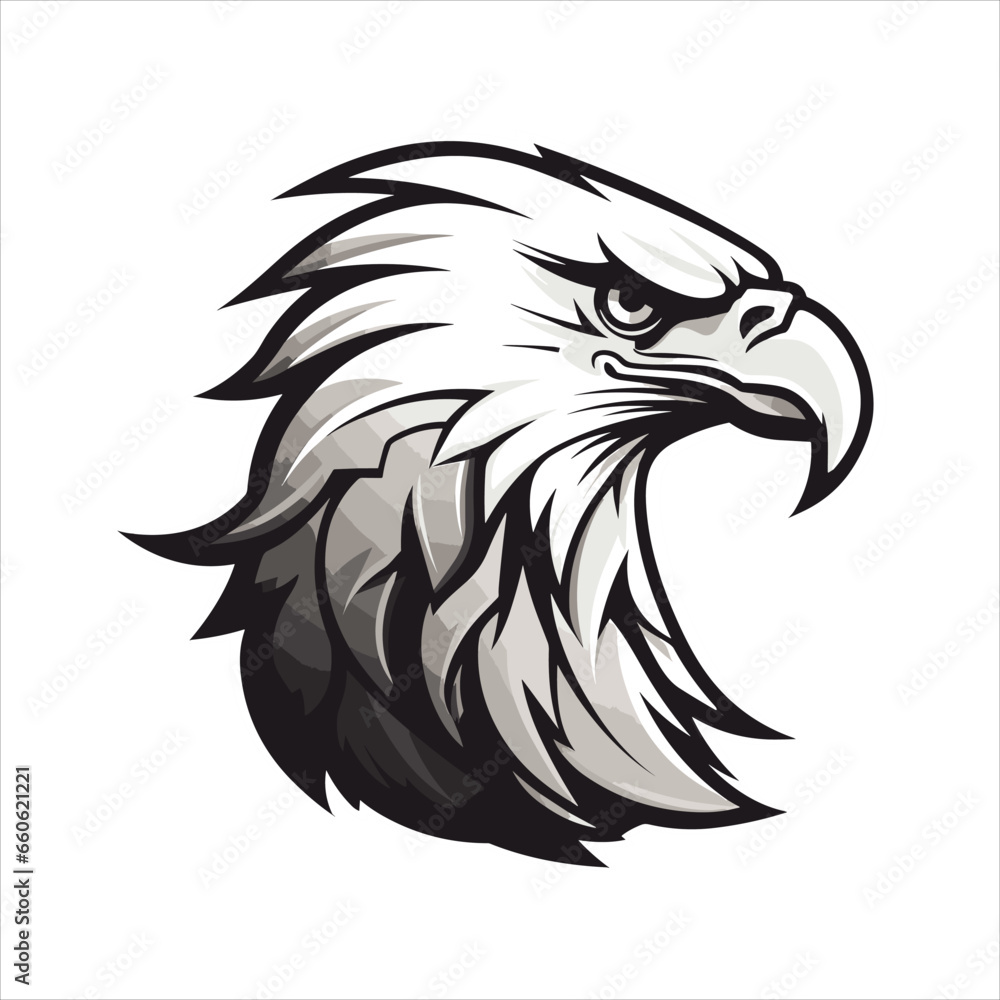 Obraz premium Minimalistic Eagle Cartoon Doodle Line Art