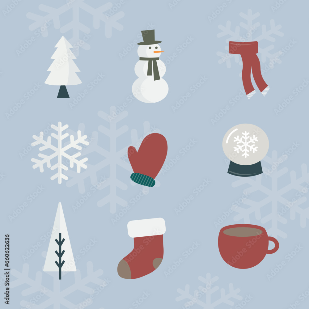 Creative Winter Season Weather Illustration Set