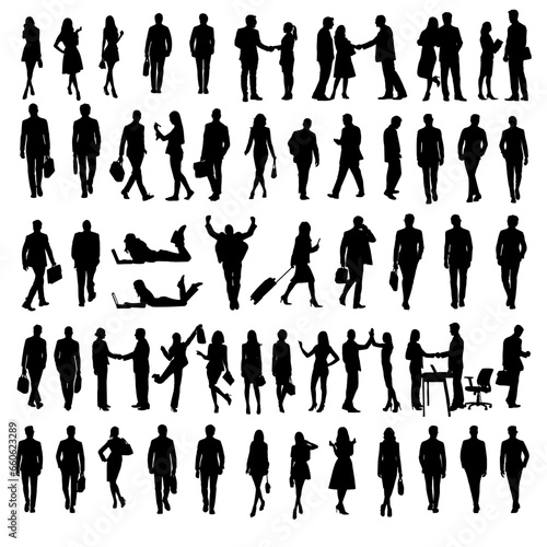 silhouette of a people business set illustration vector
