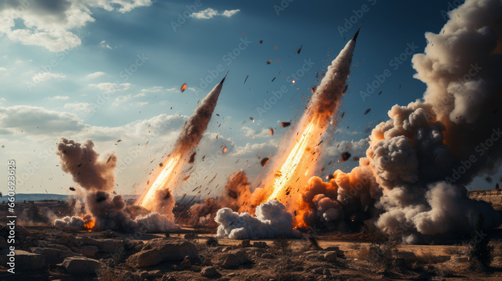 Missiles in War. - obrazy, fototapety, plakaty 