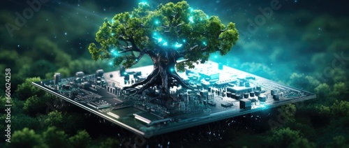 tree on a circuit board © jambulart