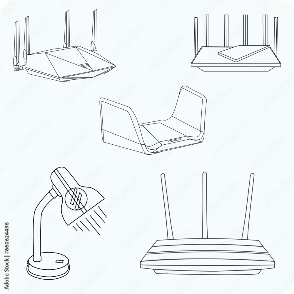 Wi-Fi Router vector illustration line art eps Wi-Fi Router vector illustration line art eps