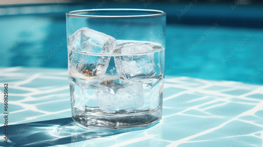 Pouring water into a glass against the nature background Pouring water into a glass against the nature background