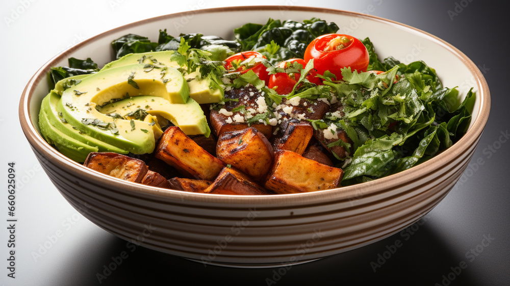 healthy vegan salad in bowl healthy vegan salad in bowl