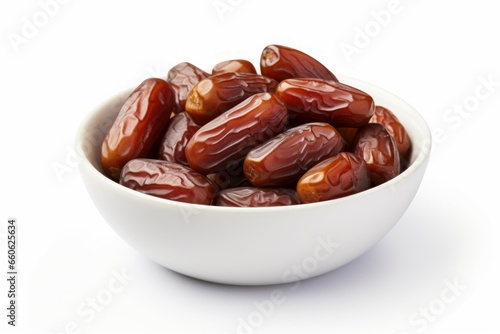 Wrinkled Bowl dried dates. Date organic snack. Generate Ai
