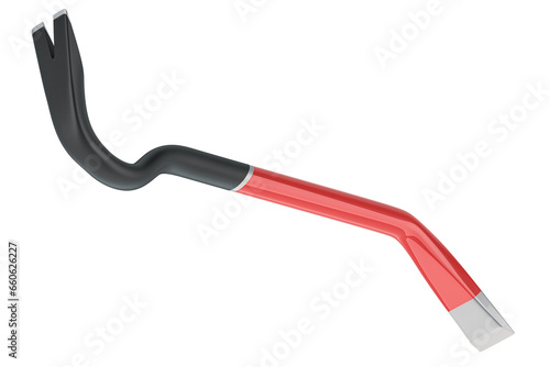 Crowbar, Pry Bar with Angled Chisel End, Forged Steel Construction. 3D rendering isolated on transparent background photo