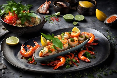 an exotic seafood dish with a tropical twist.